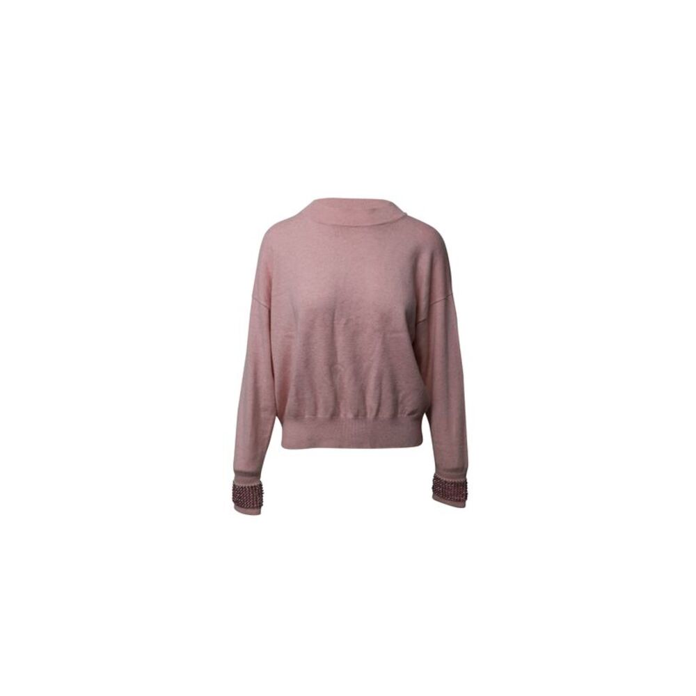 Alexander Wang Sweater with Crystal Cuffs in Pink Wool